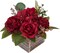 Flower Arrangement with Wooden Vase 8" Artificial Flowers in Pot - Fake Flowers Roses Peonies Hydrangeas in Wooden Vase Potted Artificial Flower Centerpieces for Table Decor Living Room - Red